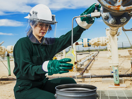 Photo of a chemical engineer in the field.