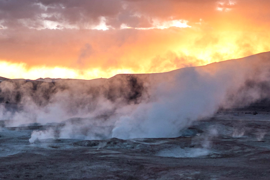 Photo of a geothermal field.