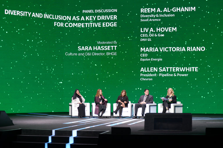 Panel Discussion, Day 1: Moderated by Sara Hassett, Culture and D&I Director, BHGE, DIVERSITY AND INCLUSION AS A KEY DRIVER FOR COMPETITIVE EDGE: HOW THE INDUSTRY CAN AND MUST STAY CONTEMPORARY TO COMPETE FOR BEST TALENT image