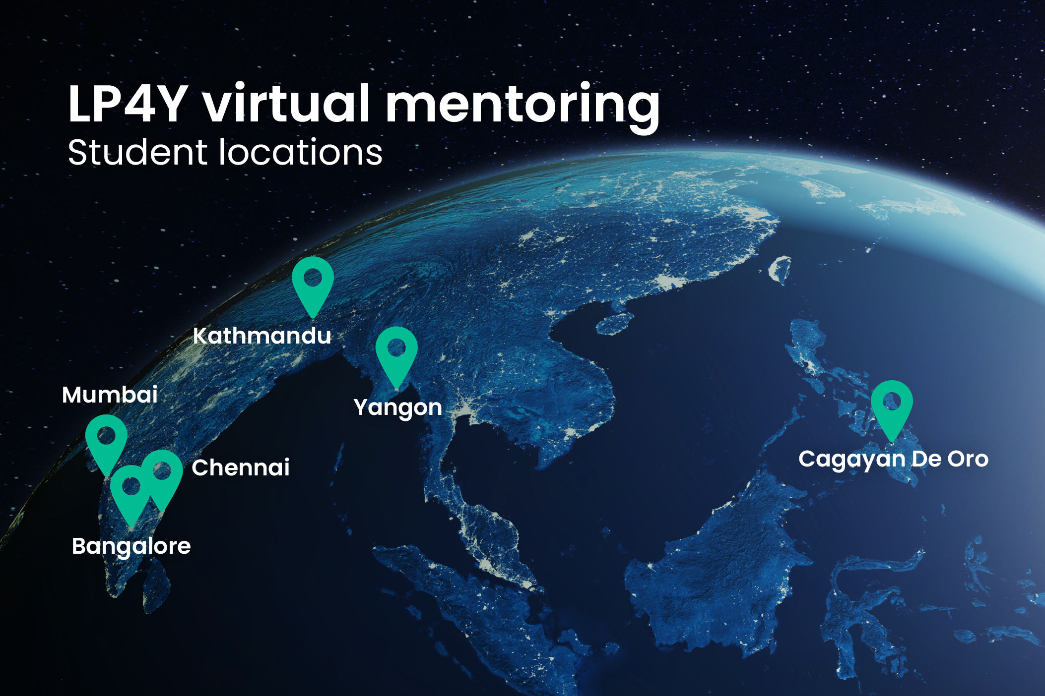 Locations of students participating in a virtual mentoring program