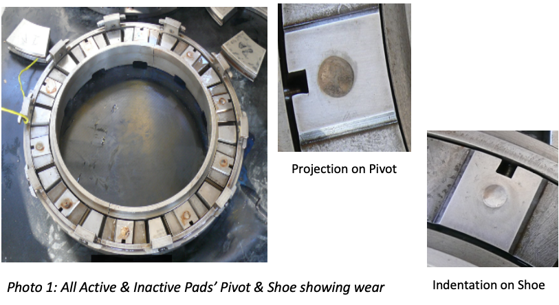 Photo 1: All Active &amp; Inactive Pads’ Pivot &amp; Shoe showing wear 
