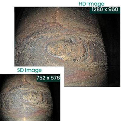 HD imagery vs SD imagery mentor visual iq videoscope hd borescope