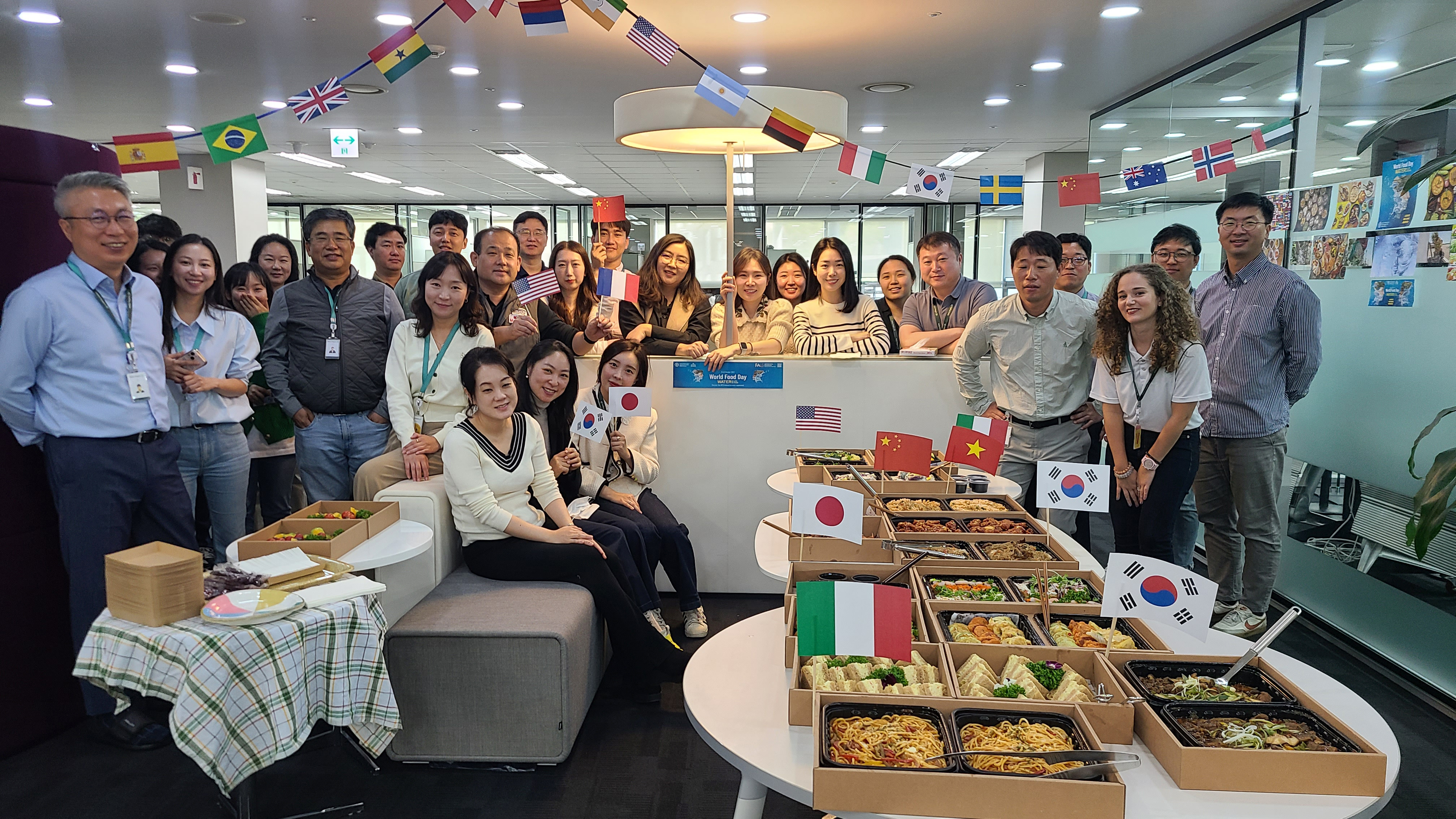 Employees celebrate Wolrd Food Day in Seoul, South Korea