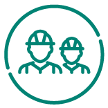 Icon of two employees in hardhats.