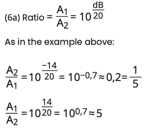 The reverse formula for the dB definition: