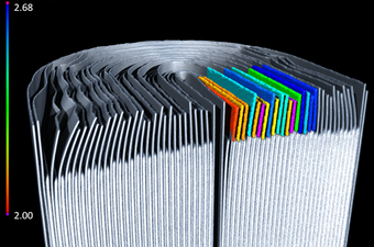 EFS_Industrial CT scan of a battery showing an anode overhang evaluation 