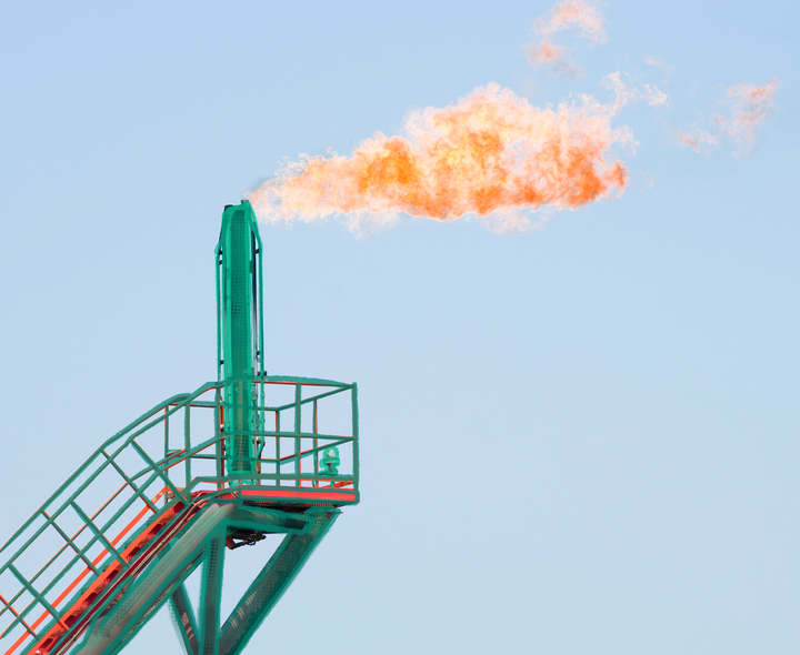 Emissions Management involves accounting for and reducing greenhouse gas emissions from sources like flaring, pictured.