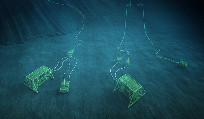 Inage of subsea equipment on the sea floor.