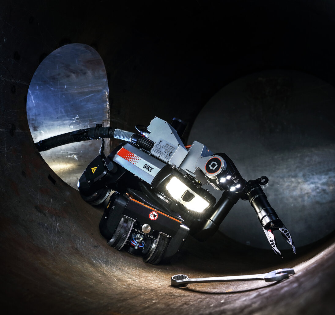 BIKE robot inspecting inside of a chamber.