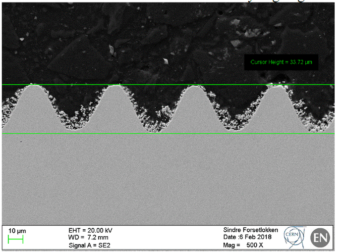 Cross-section of LESS treated surface