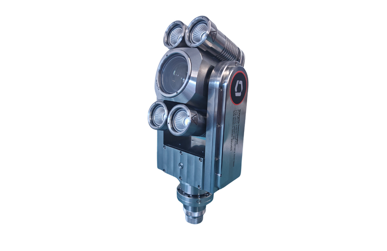 Close up image of the Ca-Zoom inspection camera stainless steel camera head that is extra durable for nuclear inspections