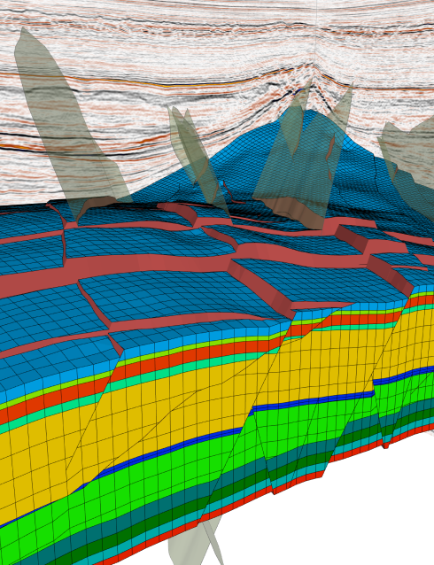 Screenshot of subsurface modeling software.