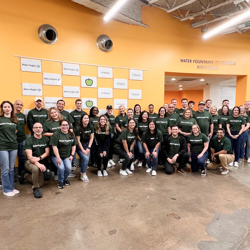 Baker Hughes employees volunteering at the Houston food bank