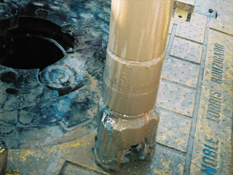 Photo of mud on a BHA at the rig site.