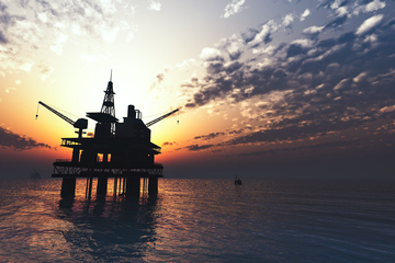 Photo of an offshore rig in the North Sea.