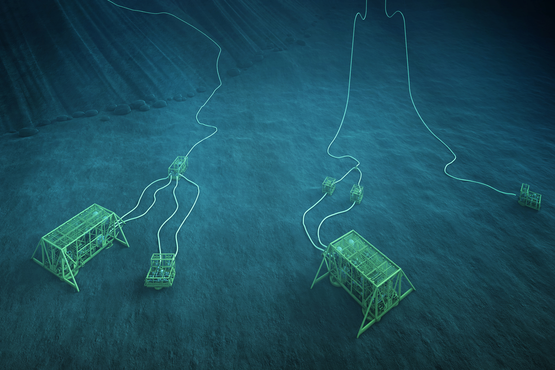Image of subsea equipment on the sea floor.