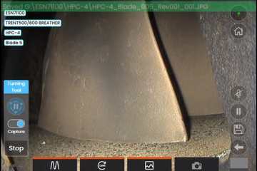 Turning tool feature on MViQ+ provides 2-way communication between the video borescope and the turning tool.
