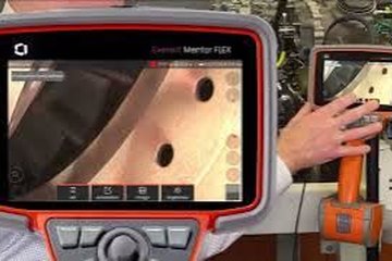 Close up of Mentor Flex video borescope using Menu Directed Inspection to make inspections easier.