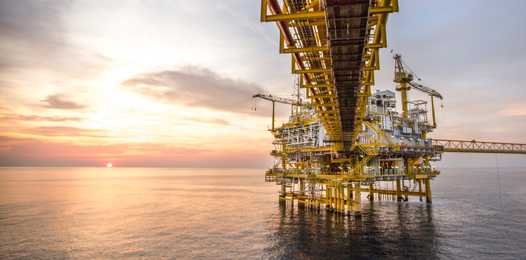 Photo of an offshore deepwater oil platform.